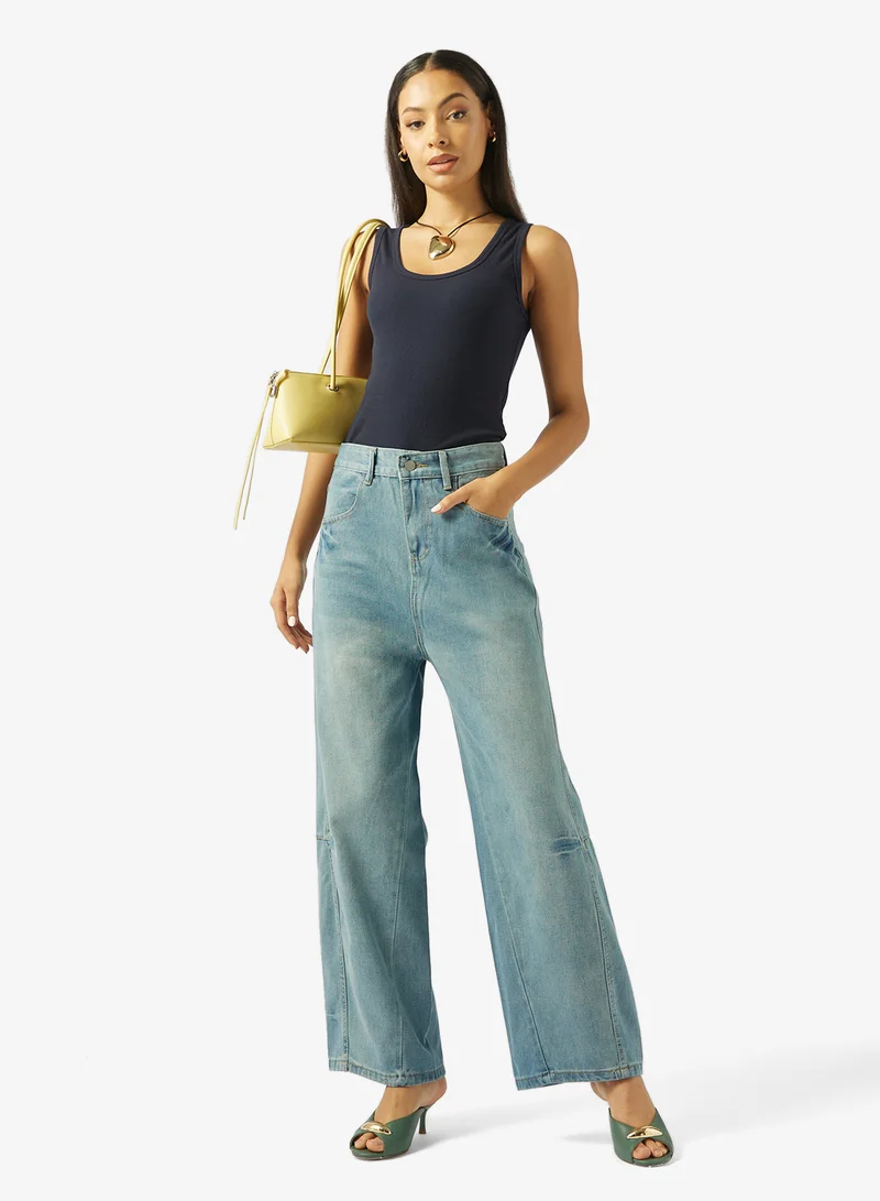 جينجر High Rise Straight Fit Jeans